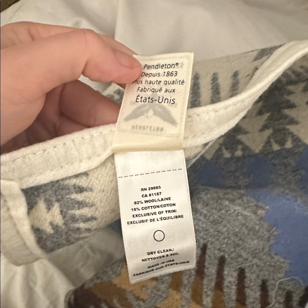 Pendleton Geometric Blanket - Gray, Blue, Cream, Brown - Picture 2 of 4
